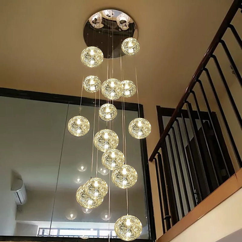 Ball Glass Suspension Lamp Modern Simplicity Multi Pendant Ceiling Light for Stairwell