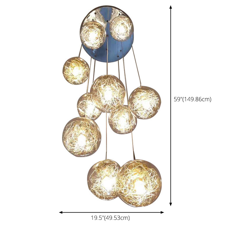 Ball Glass Suspension Lamp Modern Simplicity Multi Pendant Ceiling Light for Stairwell