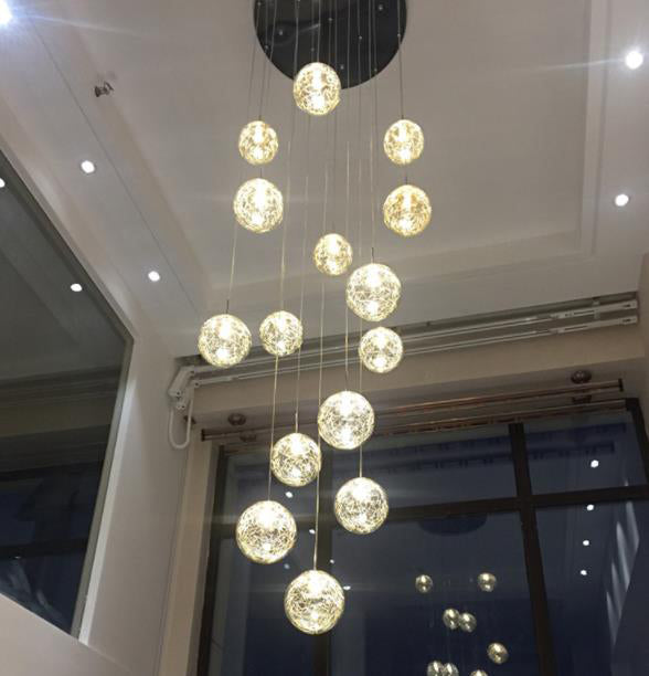 Ball Glass Suspension Lamp Modern Simplicity Multi Pendant Ceiling Light for Stairwell