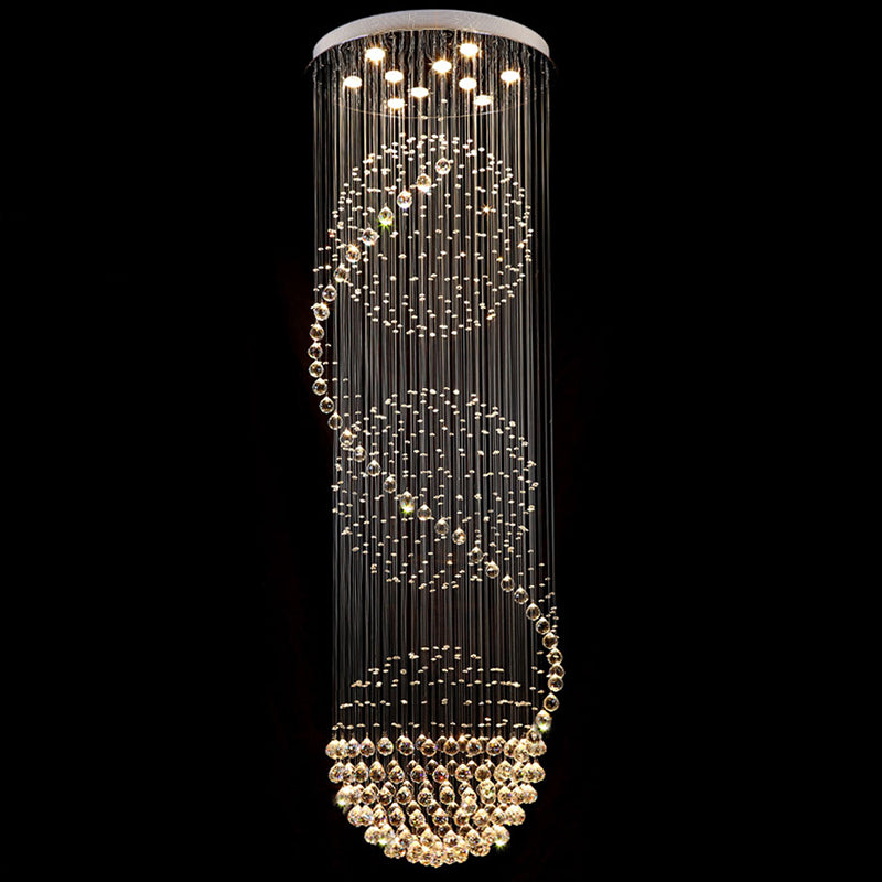 Spiral Droplet Hanging Light Fixtures Modern Simple Stainless Steel Ceiling Pendant for Stairwell