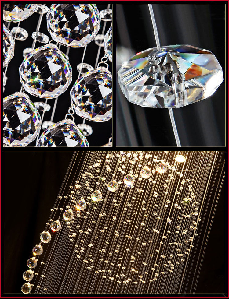 Spiral Droplet Hanging Light Fixtures Modern Simple Stainless Steel Ceiling Pendant for Stairwell