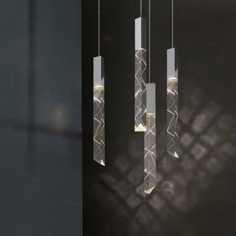 Lineare hängende Leuchten moderner einfacher, facettierter Kristalldecke Anhänger für das Restaurant