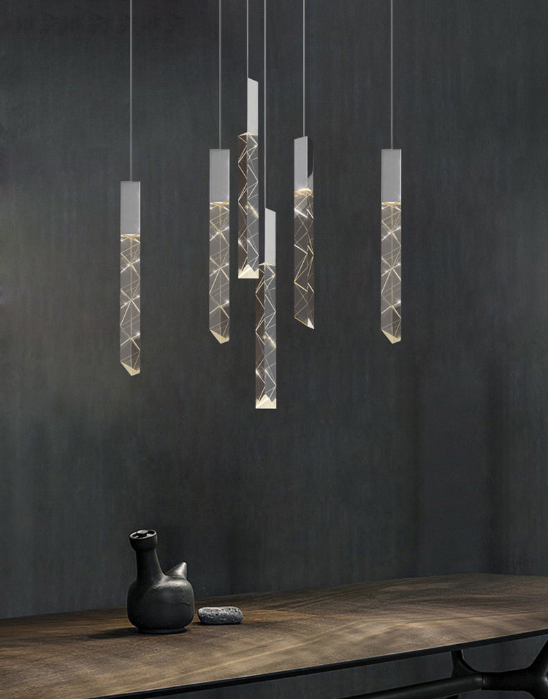Lineare hängende Leuchten moderner einfacher, facettierter Kristalldecke Anhänger für das Restaurant