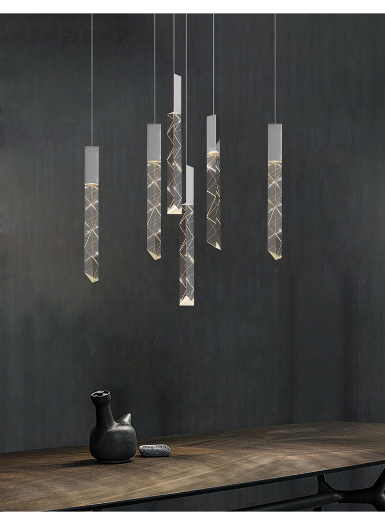 Lineare hängende Leuchten moderner einfacher, facettierter Kristalldecke Anhänger für das Restaurant