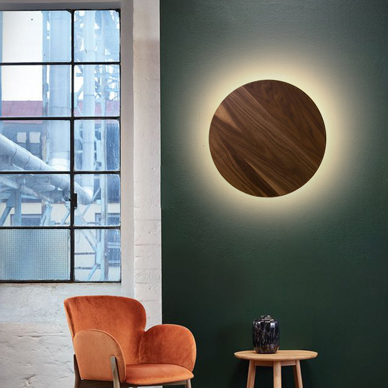 Stile minimalista Nordico Round Disc Sconce Lampada in legno 1 Prononi leggeri