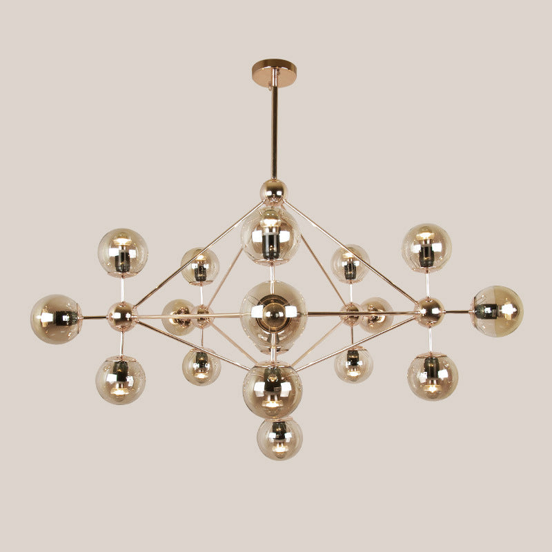 18-Light Modern Linear Black Chandelier with Globe Shade