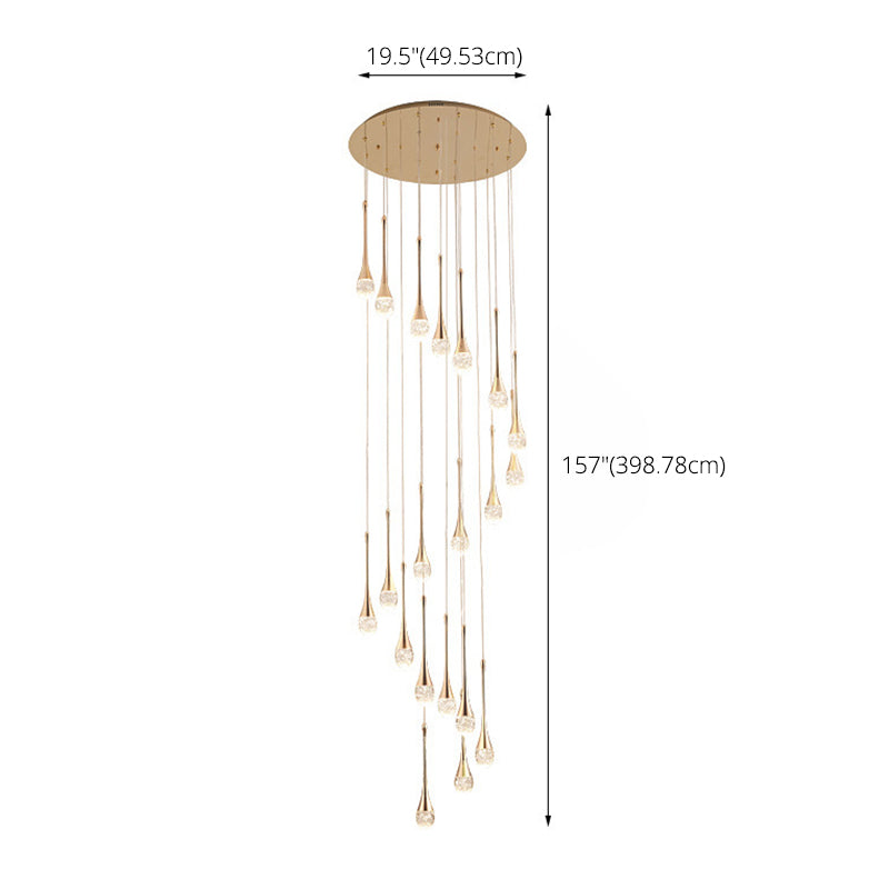 Droplet Hanging Light Fixtures Modern Simple Crystal Ceiling Pendant for Stairwell