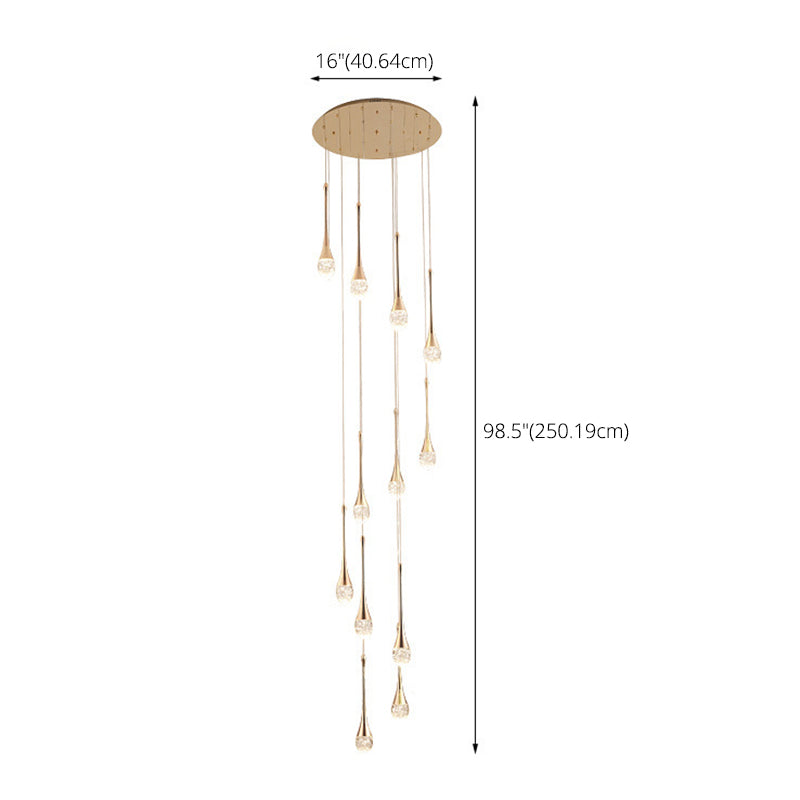 Droplet Hanging Light Fixtures Modern Simple Crystal Ceiling Pendant for Stairwell