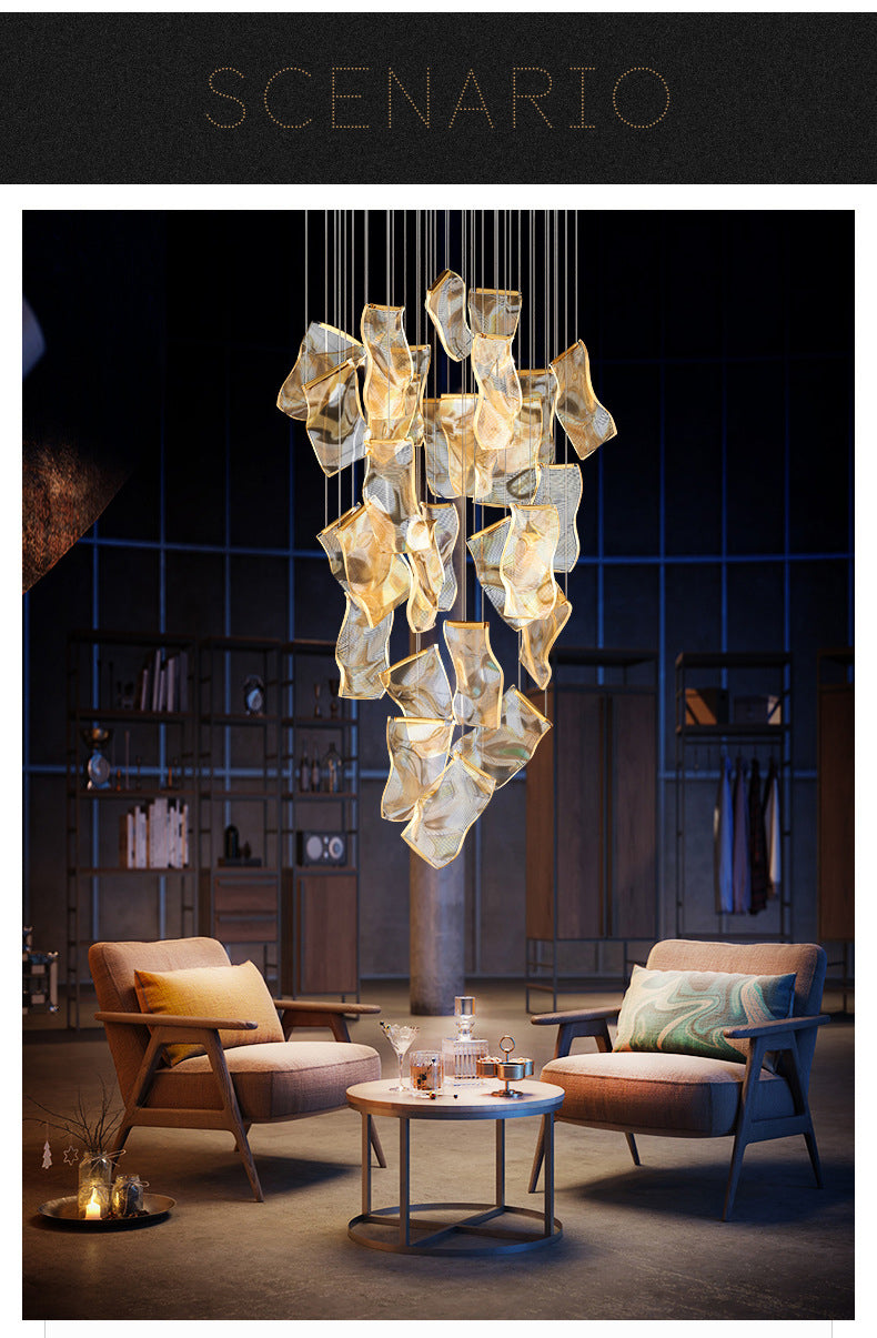 Paper Hanging Light Fixtures Modern Simple Acrylic Ceiling Pendant for Stairwell