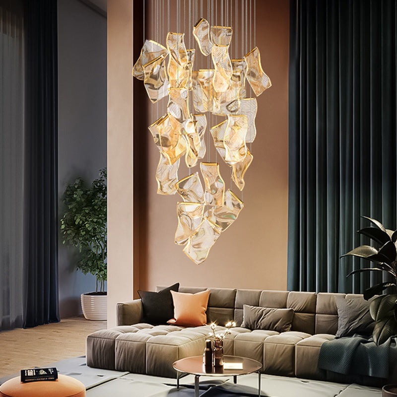 Paper Hanging Light Fixtures Modern Simple Acrylic Ceiling Pendant for Stairwell