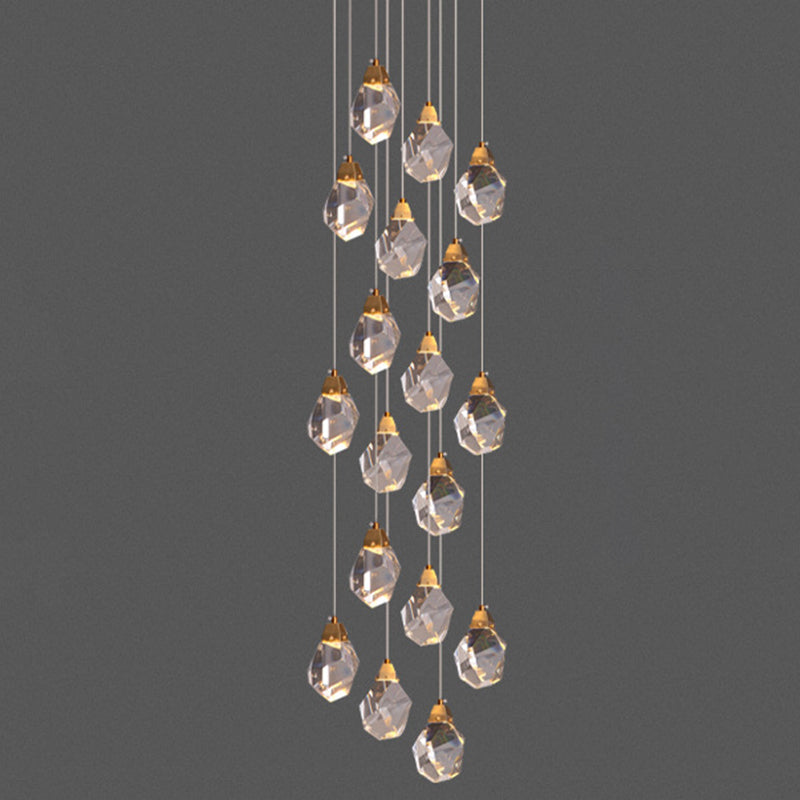 Geometric Hanging Light Fixtures Post-Modern K9 Crystal Ceiling Pendant for Stairwell