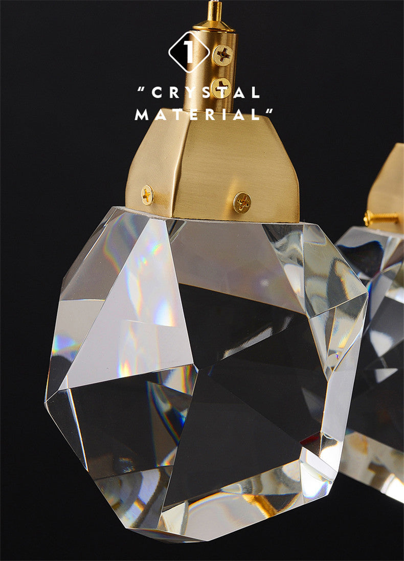 Geometric Hanging Light Fixtures Post-Modern K9 Crystal Ceiling Pendant for Stairwell