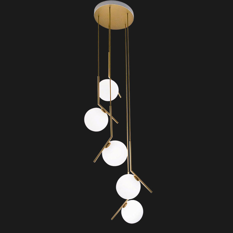 Sphères pendantes des luminaires suspendus nordics simples de plafond en verre blanc pour restaurant