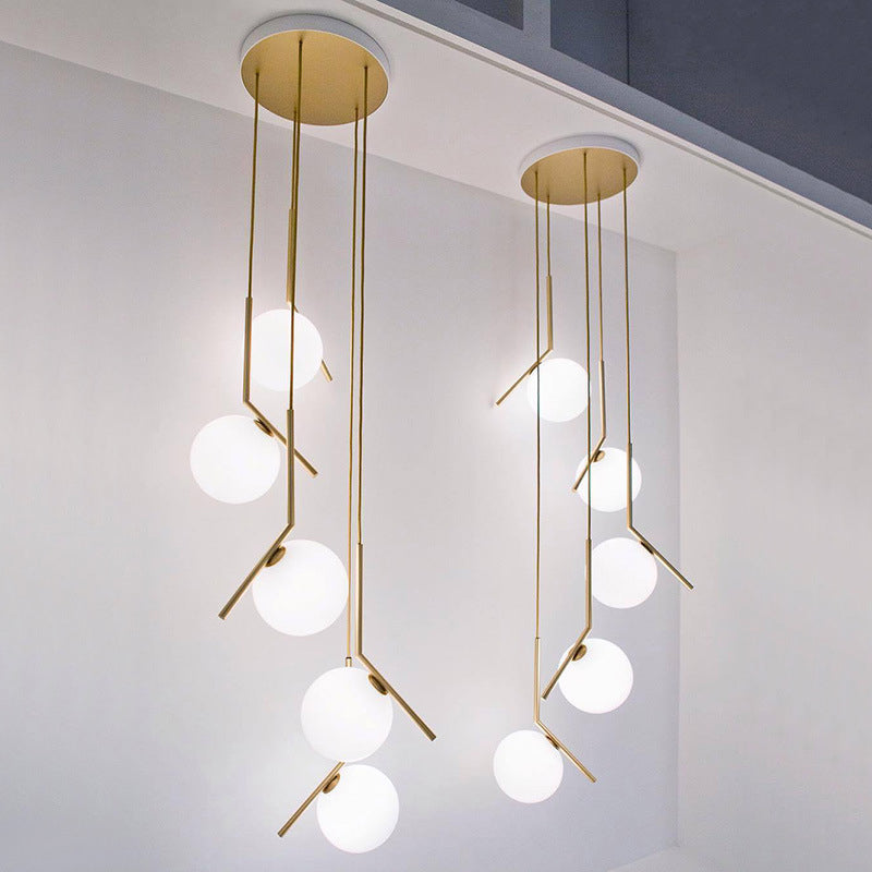 Sphere Hanging Light Fixtures Nordic Simple White Glass Ceiling Pendant for Restaurant