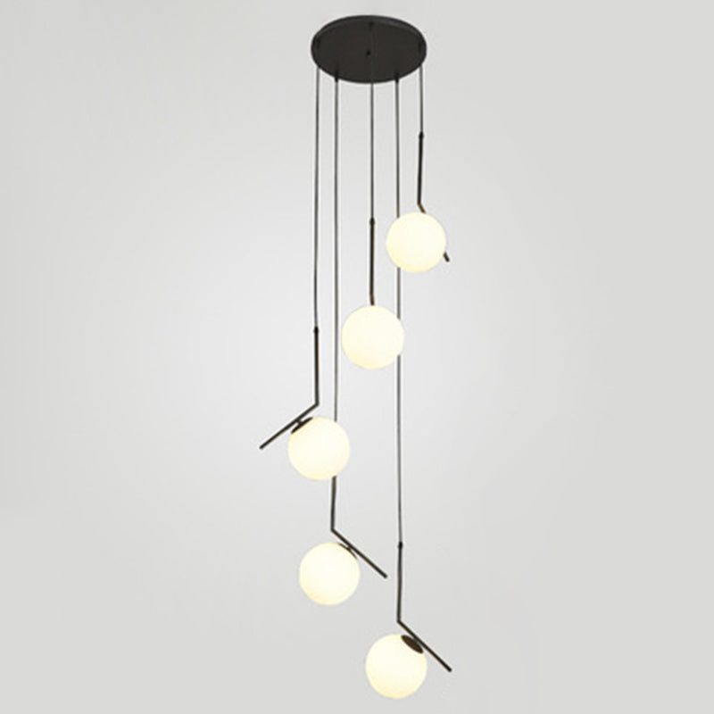 Sphères pendantes des luminaires suspendus nordics simples de plafond en verre blanc pour restaurant