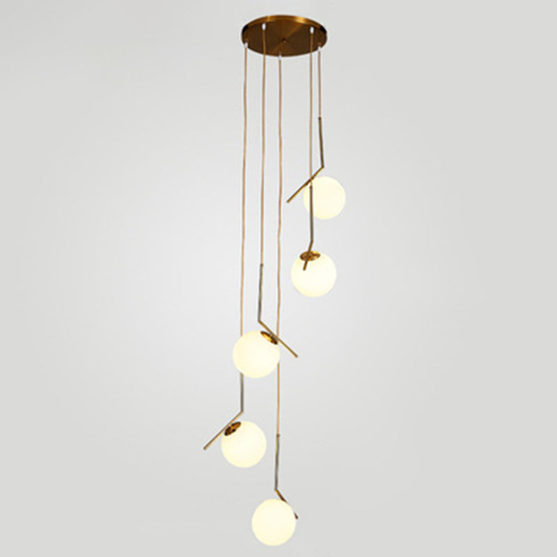 Sphères pendantes des luminaires suspendus nordics simples de plafond en verre blanc pour restaurant