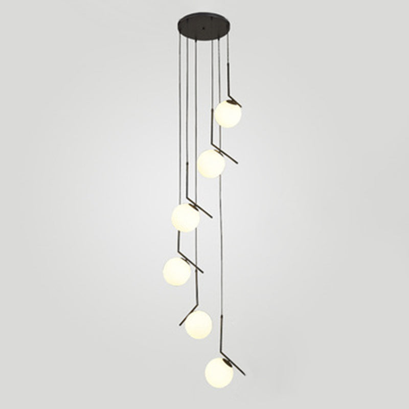 Sphères pendantes des luminaires suspendus nordics simples de plafond en verre blanc pour restaurant