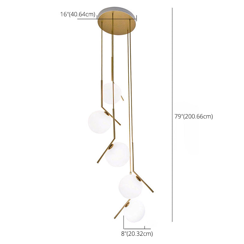 Sphères pendantes des luminaires suspendus nordics simples de plafond en verre blanc pour restaurant