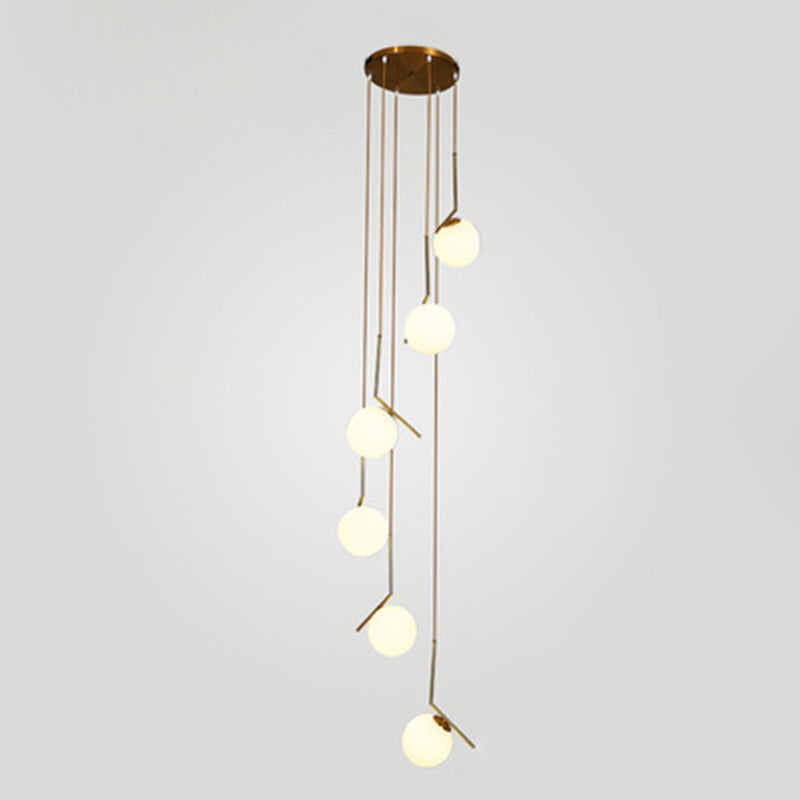 Sphères pendantes des luminaires suspendus nordics simples de plafond en verre blanc pour restaurant