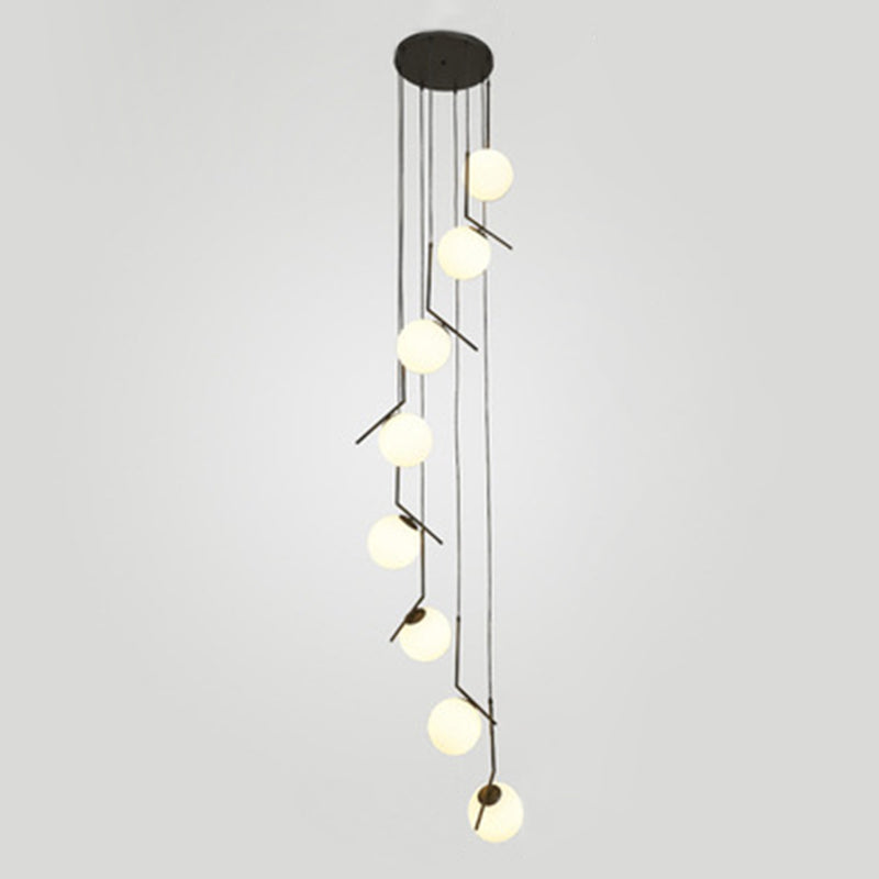 Sphères pendantes des luminaires suspendus nordics simples de plafond en verre blanc pour restaurant