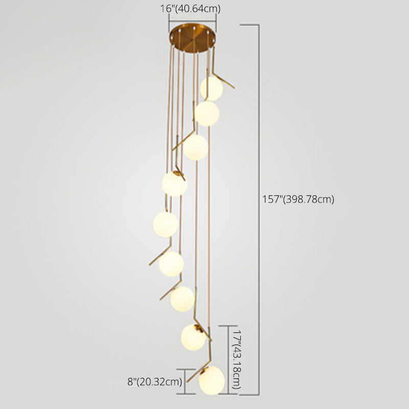 Sphères pendantes des luminaires suspendus nordics simples de plafond en verre blanc pour restaurant