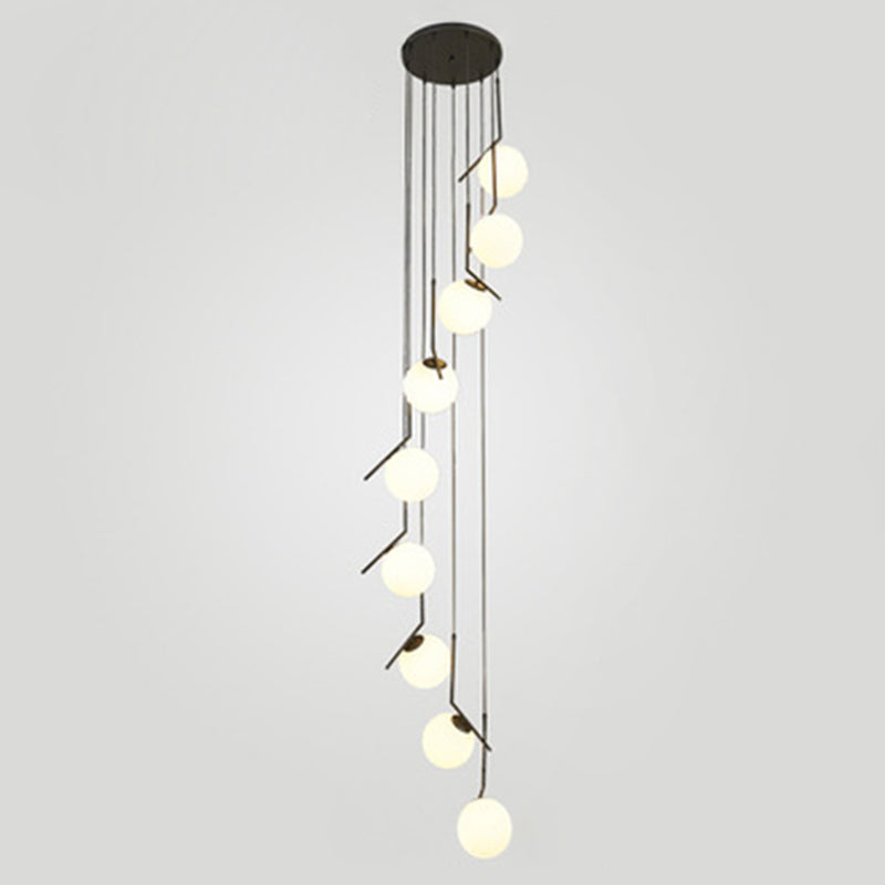 Sphères pendantes des luminaires suspendus nordics simples de plafond en verre blanc pour restaurant