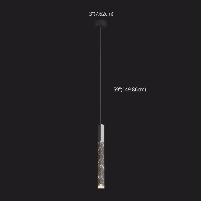 Linear Hanging Light Fixtures Modern Simple Faceted Crystal Ceiling Pendant for Restaurant