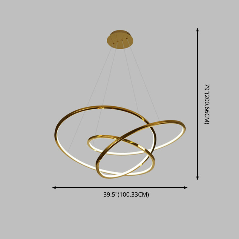 Moderner Zyklus Kronleuchter Edelstahl Anhänger Deckenleuchten mit verstellbarem Hängsschnur für Wohnzimmer