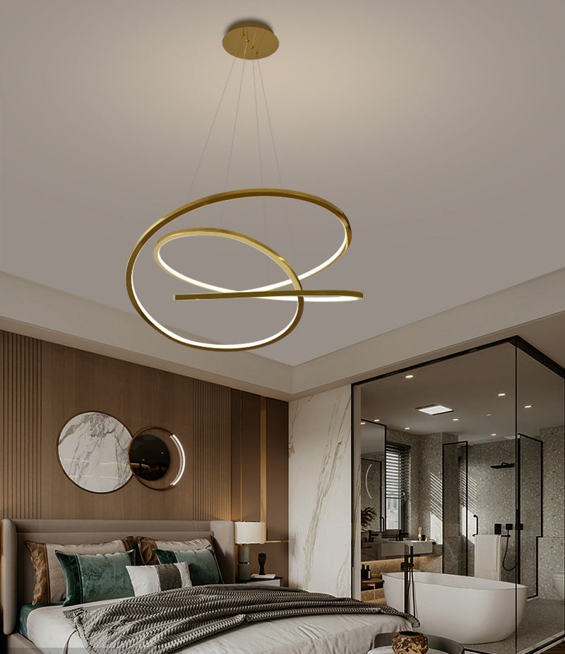 Modern Cycle Chandelier Stainless Steel Pendant Ceiling Lights with Adjustable Hanging Cord for Living Room