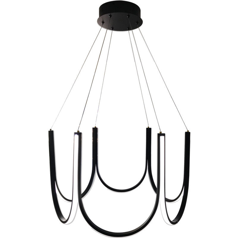 Contemporary Symmetrical Curves Chandelier Lights Aluminum Pendant Ceiling Lights for Living Room