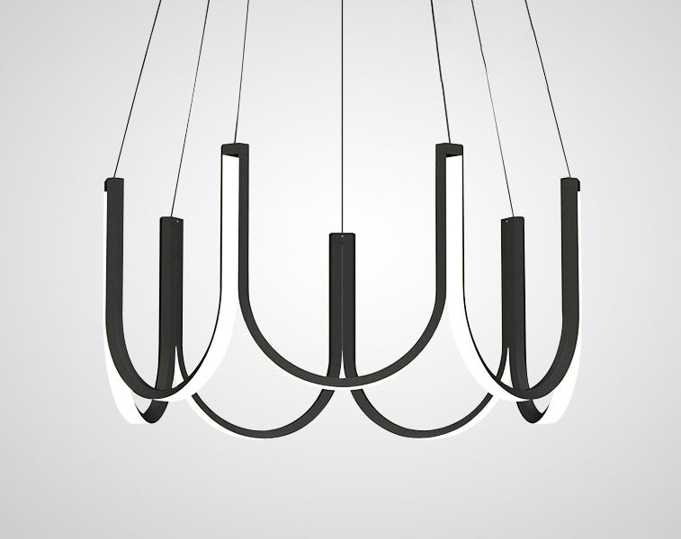 Contemporary Symmetrical Curves Chandelier Lights Aluminum Pendant Ceiling Lights for Living Room