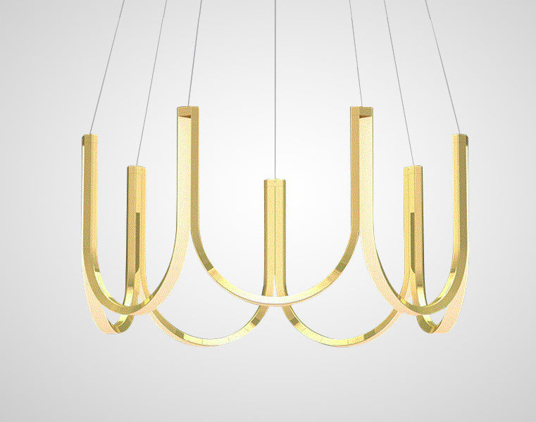 Contemporary Symmetrical Curves Chandelier Lights Aluminum Pendant Ceiling Lights for Living Room