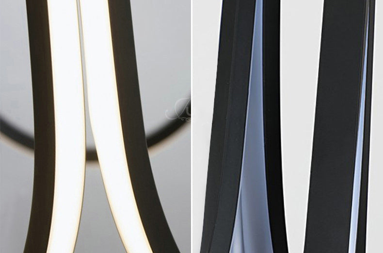 Contemporary Symmetrical Curves Chandelier Lights Aluminum Pendant Ceiling Lights for Living Room