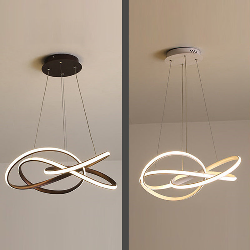 Ultra-modern Seamless Curves LED Chandelier Lamp Metallic Suspension Pendant Light for Restaurant