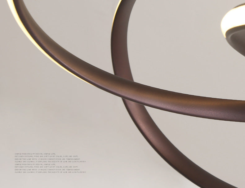 Ultra-modern Seamless Curves LED Chandelier Lamp Metallic Suspension Pendant Light for Restaurant