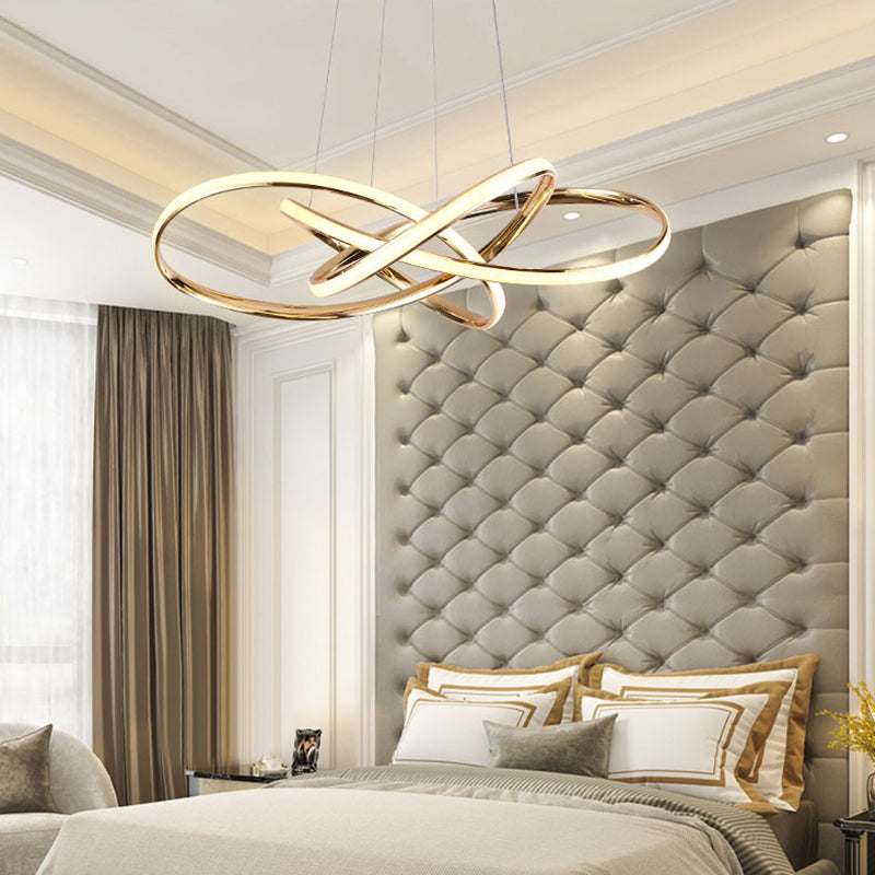 Modern Simplicity Spiral LED Chandelier Light Fixtures Metallic Hanging Pendant Lights for Restaurant
