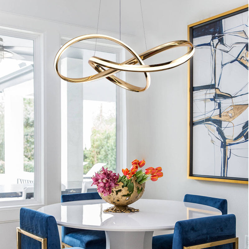 Modern Simplicity Spiral LED Chandelier Light Fixtures Metallic Hanging Pendant Lights for Restaurant