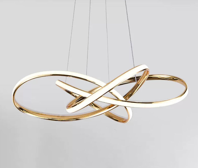 Modern Simplicity Spiral LED Chandelier Light Fixtures Metallic Hanging Pendant Lights for Restaurant