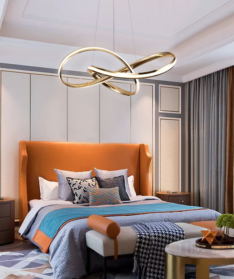 Modern Simplicity Spiral LED Chandelier Light Fixtures Metallic Hanging Pendant Lights for Restaurant