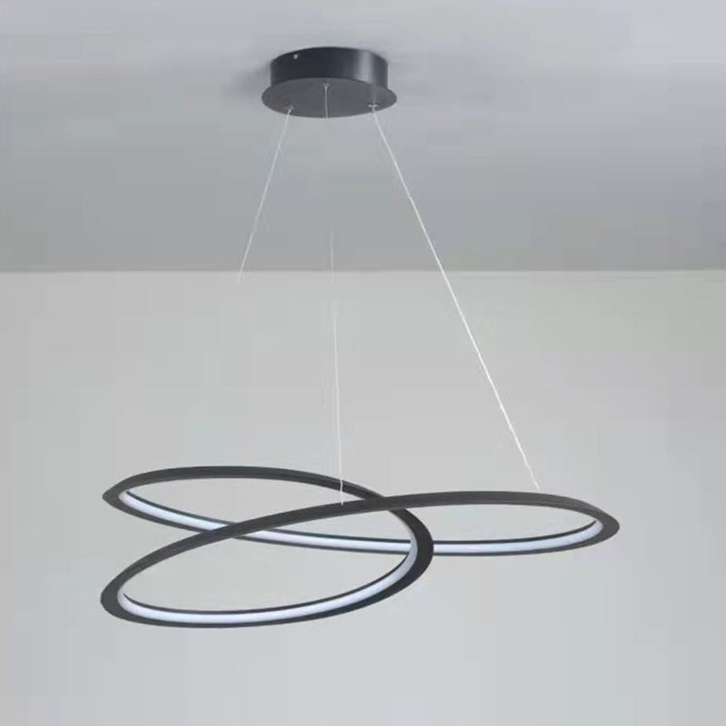 Contemporary Seamless Curves Chandelier Pendant Light Metallic Suspension Pendant Light for Living Room