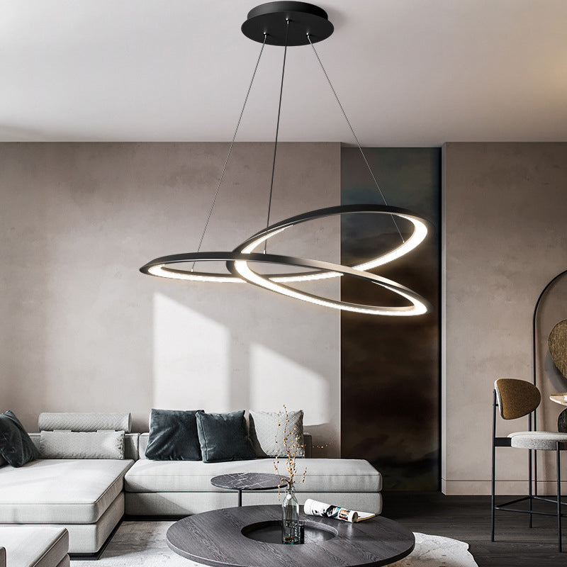 Contemporary Seamless Curves Chandelier Pendant Light Metallic Suspension Pendant Light for Living Room