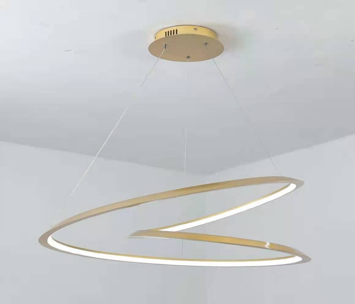 Contemporary Seamless Curves Chandelier Pendant Light Metallic Suspension Pendant Light for Living Room