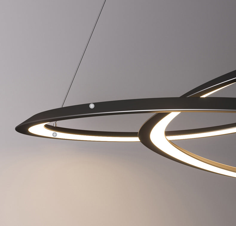 Contemporary Seamless Curves Chandelier Pendant Light Metallic Suspension Pendant Light for Living Room