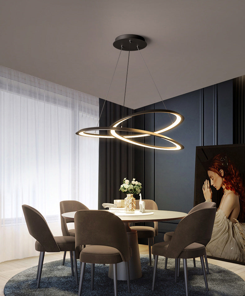 Contemporary Seamless Curves Chandelier Pendant Light Metallic Suspension Pendant Light for Living Room
