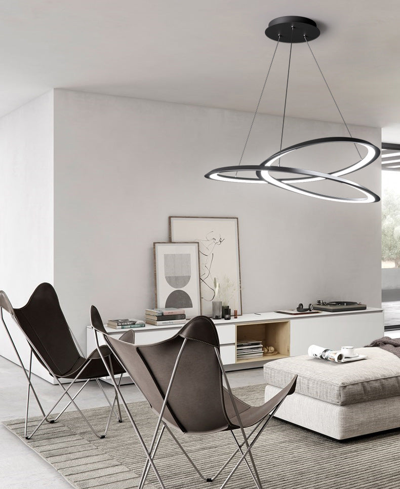 Contemporary Seamless Curves Chandelier Pendant Light Metallic Suspension Pendant Light for Living Room
