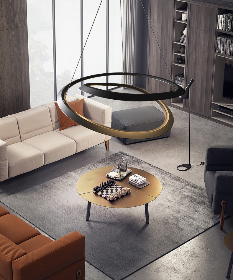 Contemporary Seamless Curves Chandelier Pendant Light Metallic Suspension Pendant Light for Living Room