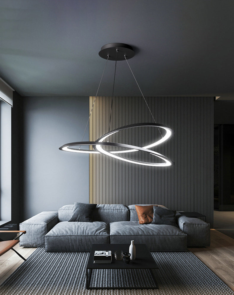 Contemporary Seamless Curves Chandelier Pendant Light Metallic Suspension Pendant Light for Living Room