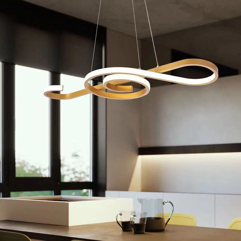 Ultra-modern Musical Note Hanging Chandelier Aluminum Suspension Lighting with Hanging Cord for Living Room