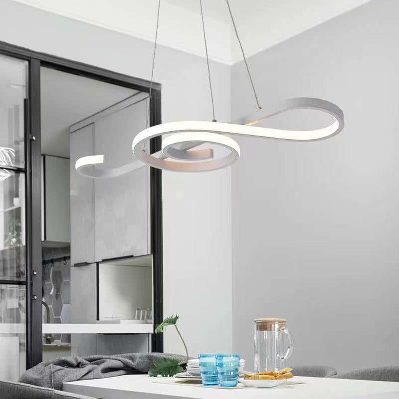 Ultra-modern Musical Note Hanging Chandelier Aluminum Suspension Lighting with Hanging Cord for Living Room