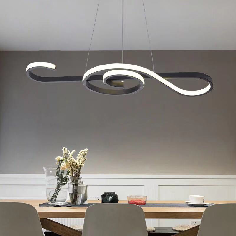 Ultra-modern Musical Note Hanging Chandelier Aluminum Suspension Lighting with Hanging Cord for Living Room